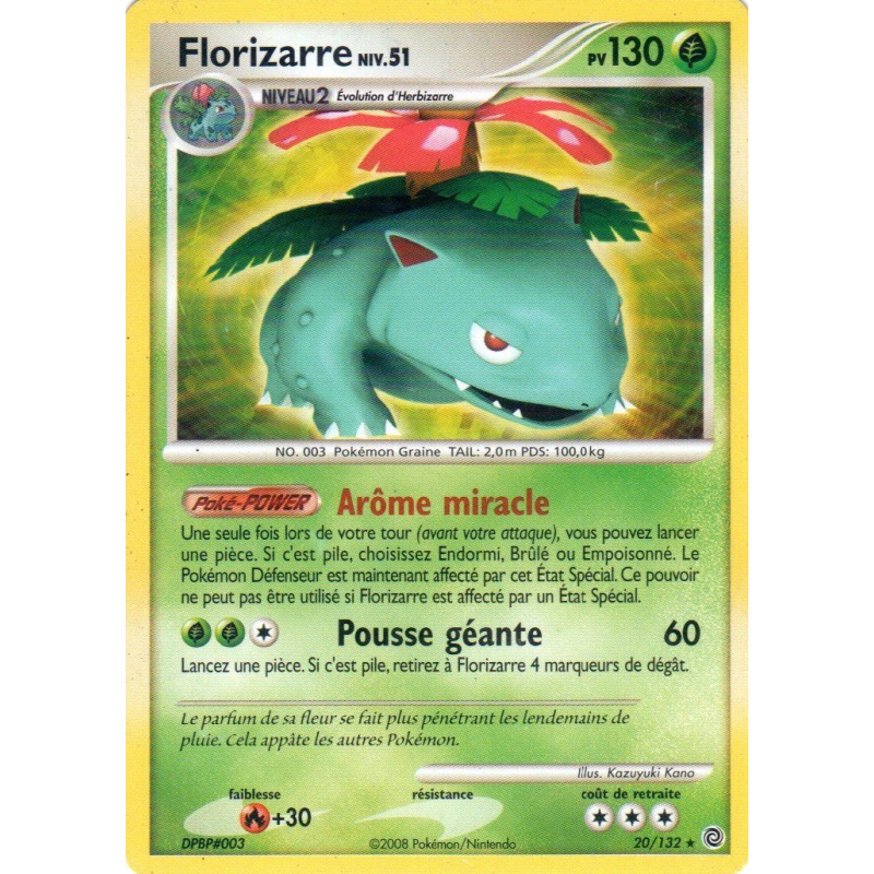 Carte Pokémon Florizarre 20/132 Holographique Merveilles Secrètes