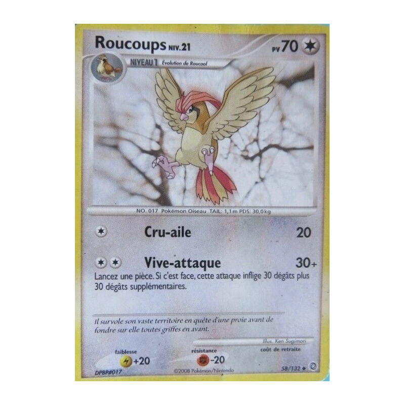 Carte Pokémon Roucoups 58/132 Peu commune Merveilles Secrètes