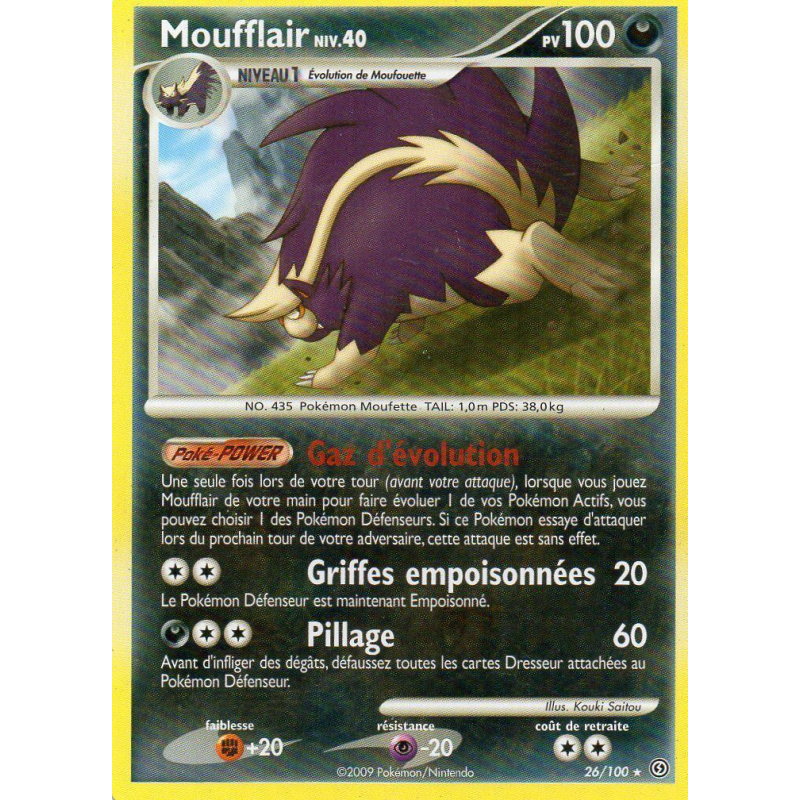 Carte Pokémon Moufflair 26/100 Rare Tempête