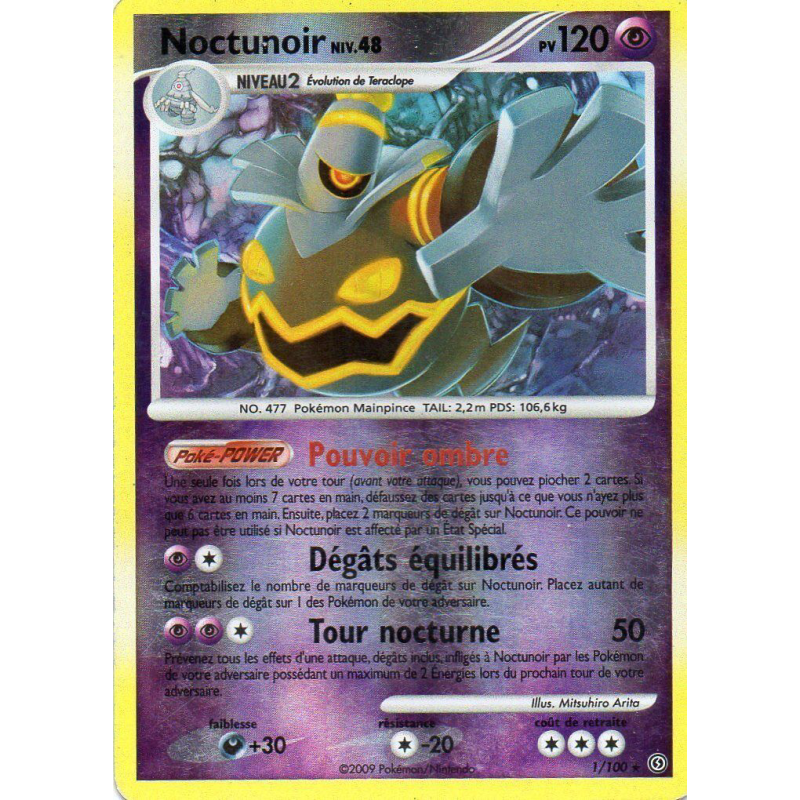 Carte Pokémon Noctunoir 1/100 Holographique Tempête