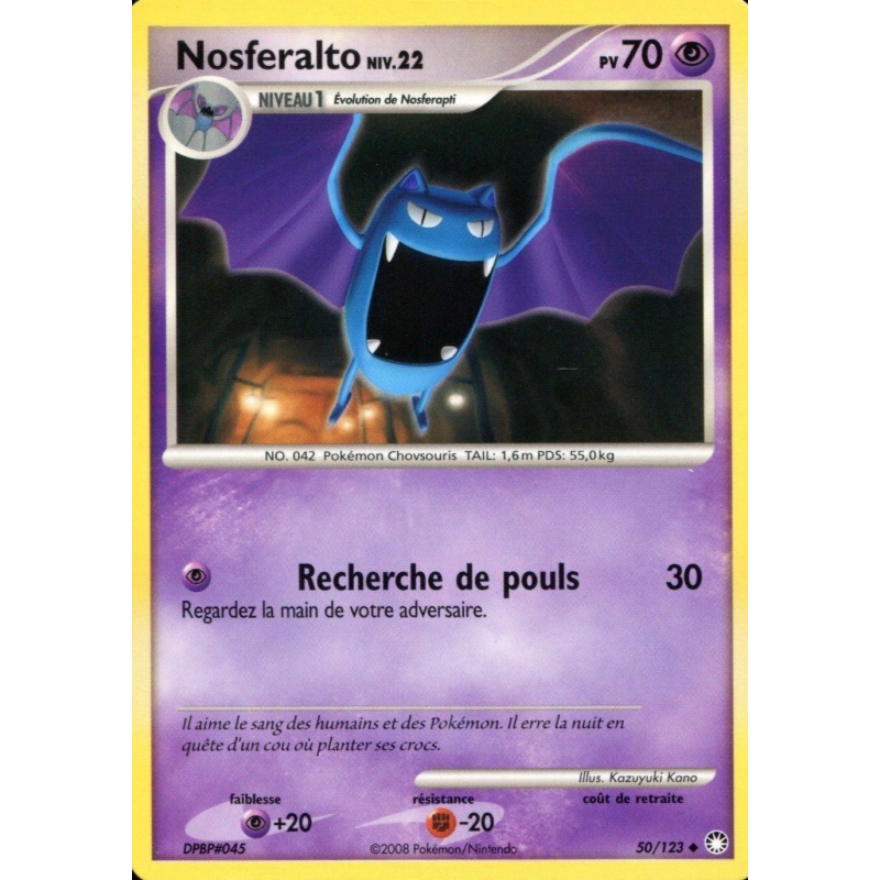 Carte Pokémon Nosferalto 50/123 Peu commune Trésors Mystérieux