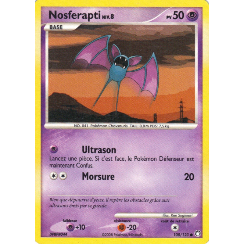 Carte Pokémon Nosferapti 108/123 Commune Trésors Mystérieux