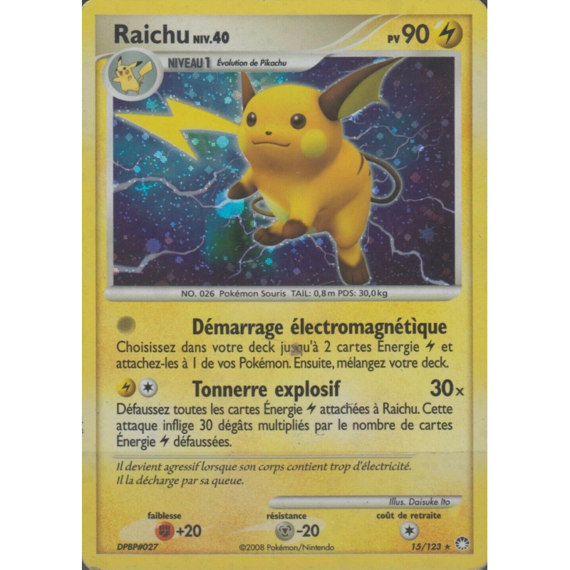 Carte Pokémon Raichu 15/123 Holographique Trésors Mystérieux
