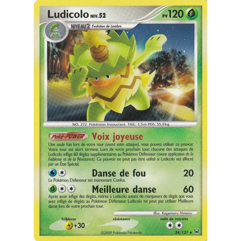 Carte Pokémon Ludicolo 34/127 Rare Platine (JCC)