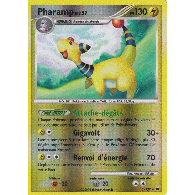 Carte Pokémon Pharamp 1/127 Holographique Platine (JCC)