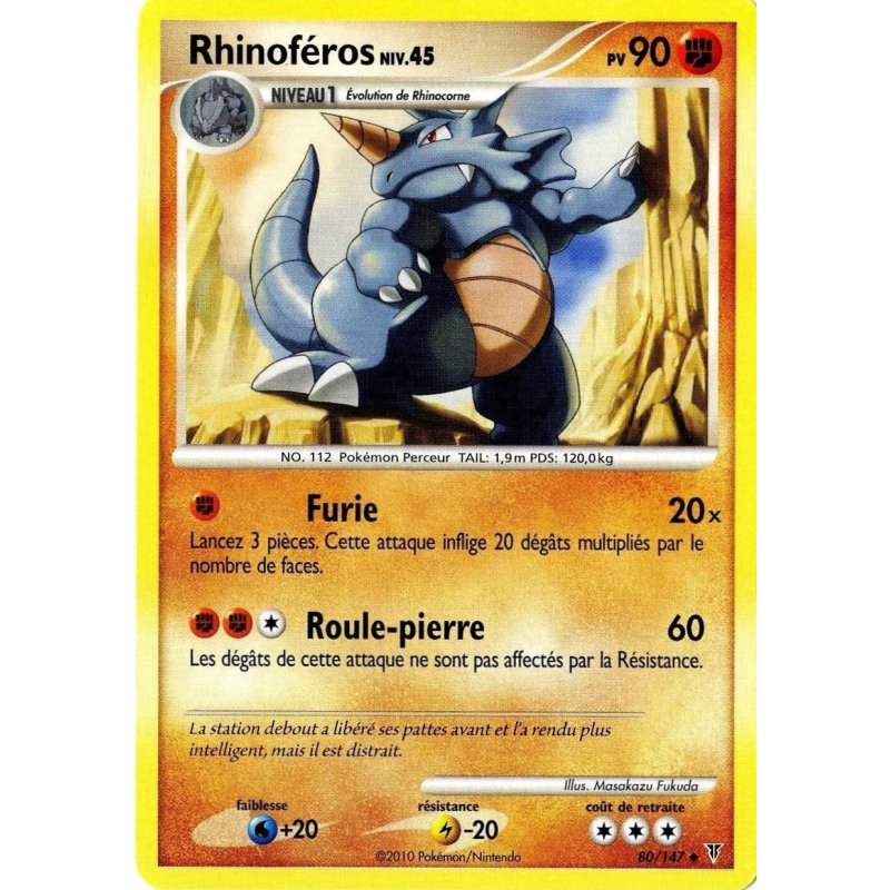 Carte Pokémon Rhinoféros 80/147 Peu commune Vainqueurs Suprêmes