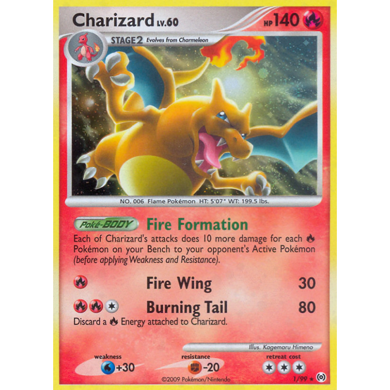 Carte Pokémon Charizard 1/99 Holographique Platinum Arceus