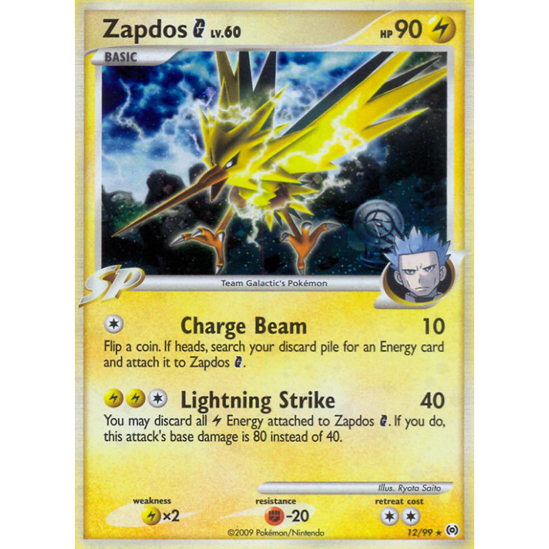 Carte Pokémon Zapdos G 12/99 Holographique Platinum Arceus
