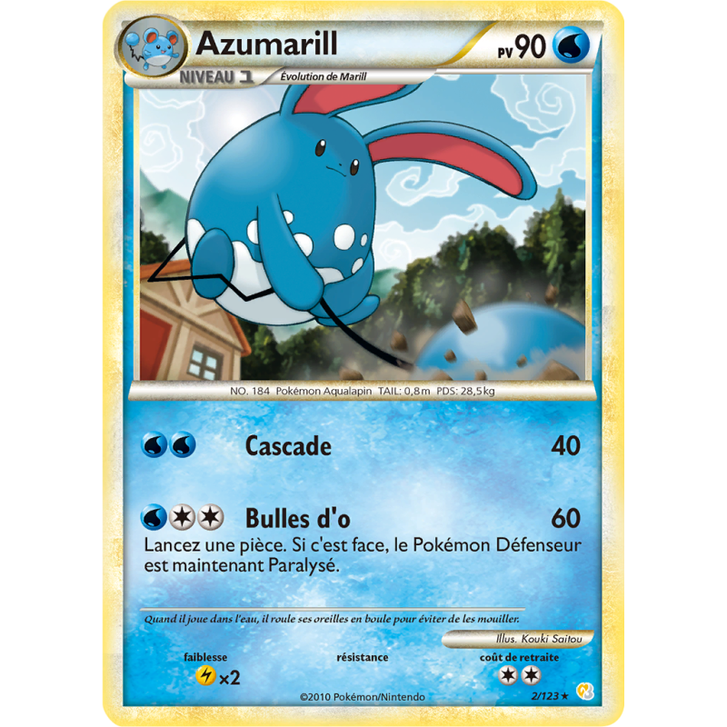 Carte Pokémon Azumarill 2/123 Holographique HeartGold & SoulSilver (JCC)