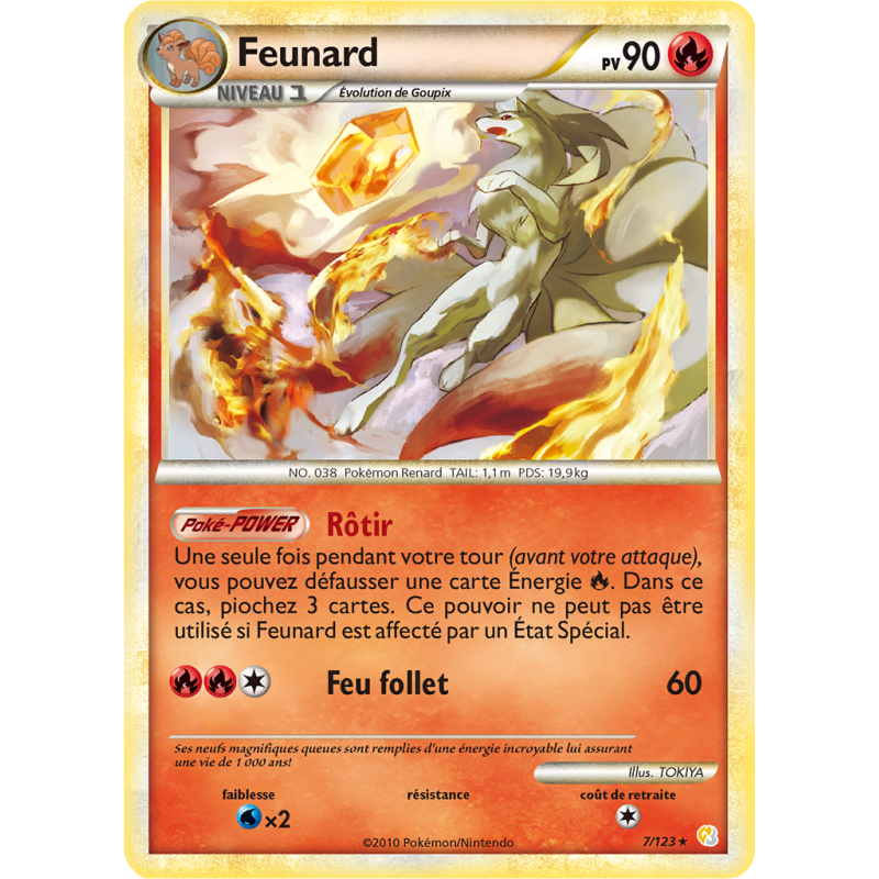 Carte Pokémon Feunard 7/123 Holographique HeartGold & SoulSilver (JCC)