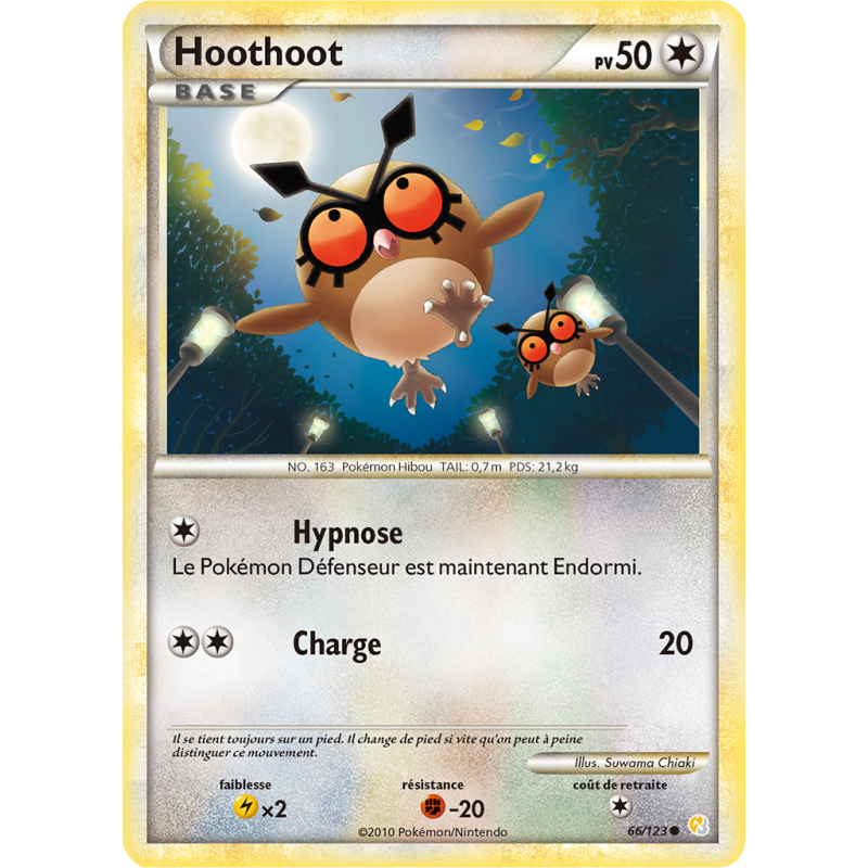 Carte Pokémon Hoothoot 66/123 Commune HeartGold & SoulSilver (JCC)