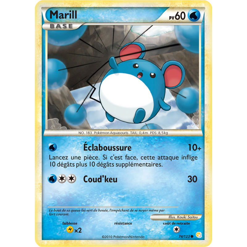 Carte Pokémon Marill 74/123 Commune HeartGold & SoulSilver (JCC)