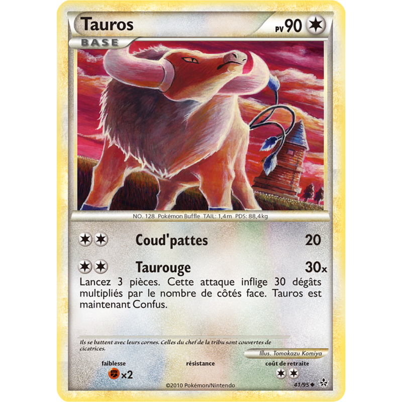 Carte Pokémon Tauros 41/95 Peu commune Déchaînement