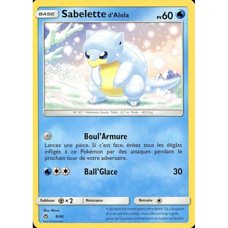 Carte Pokémon Sabelette d'Alola 8/40 Promo Collection McDonald's 2018 (France)