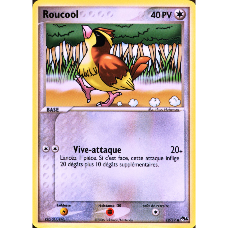 Carte Pokémon Roucool 12/17 Promo POP Série 4