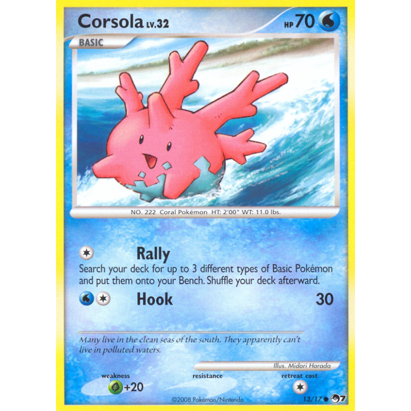 Carte Pokémon Corsola 13/17 Promo POP Series 7