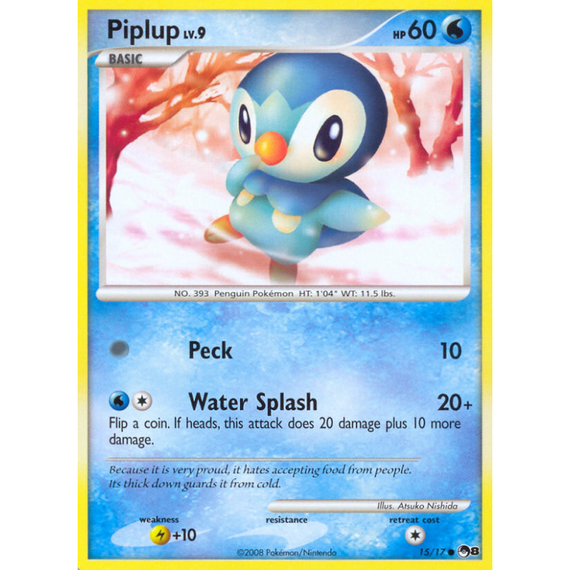 Carte Pokémon Piplup 15/17 Promo POP Series 8