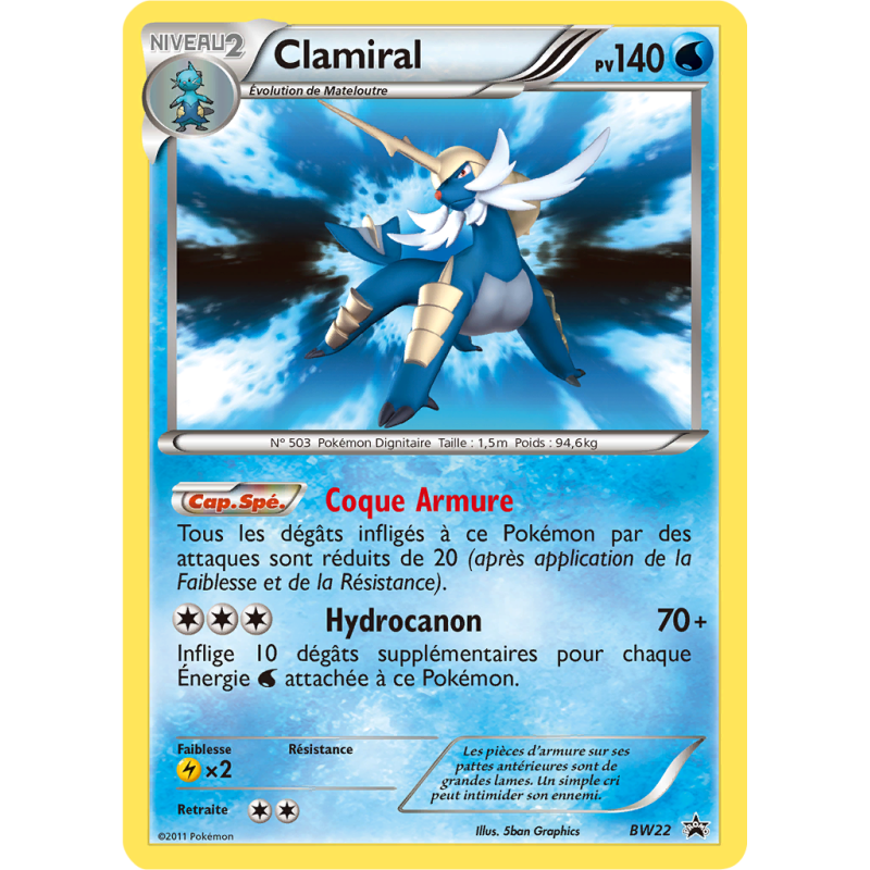 Carte Pokémon Clamiral BW22 Promo BW