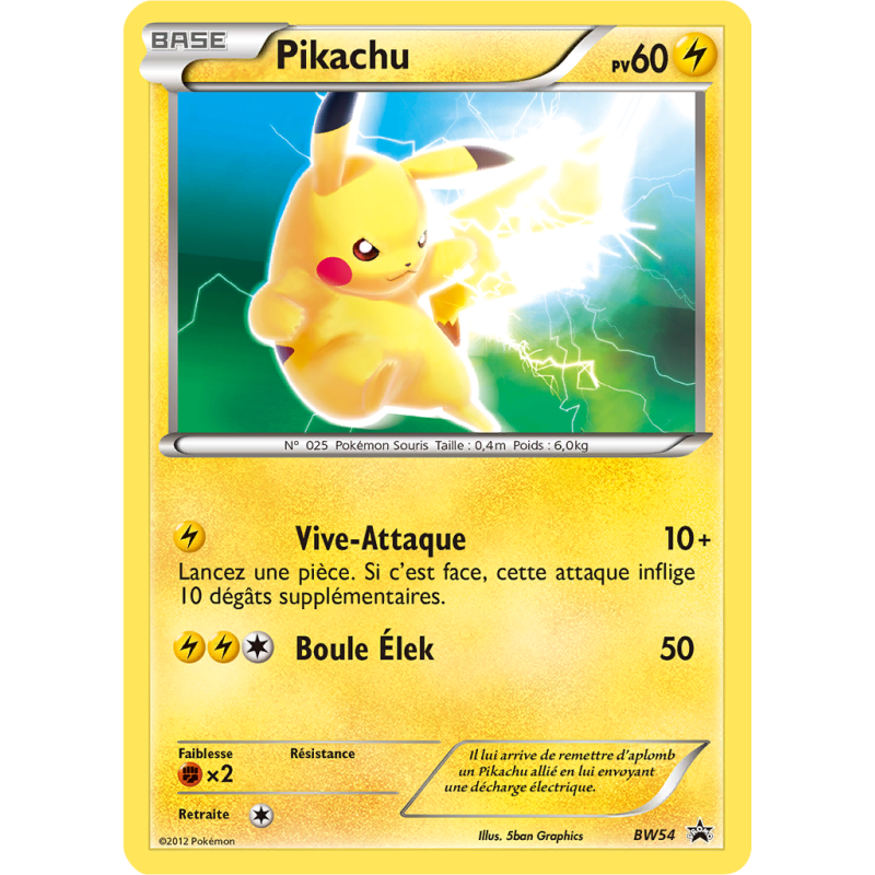 Carte Pokémon Pikachu BW54 Promo BW