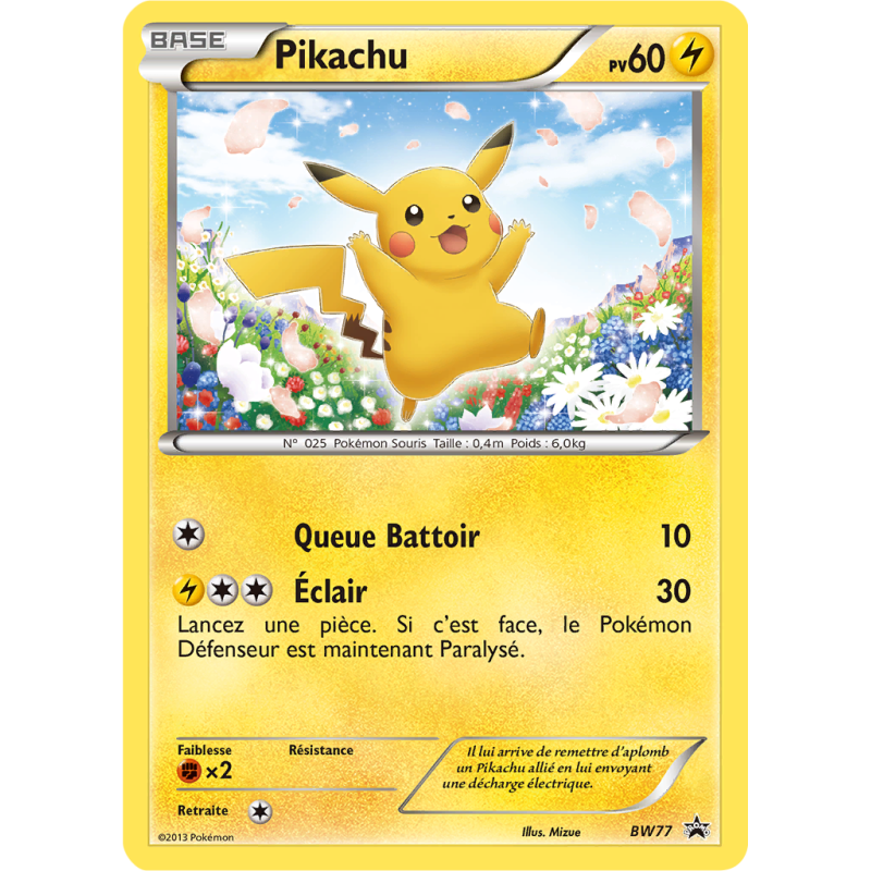 Carte Pokémon Pikachu BW77 Promo BW