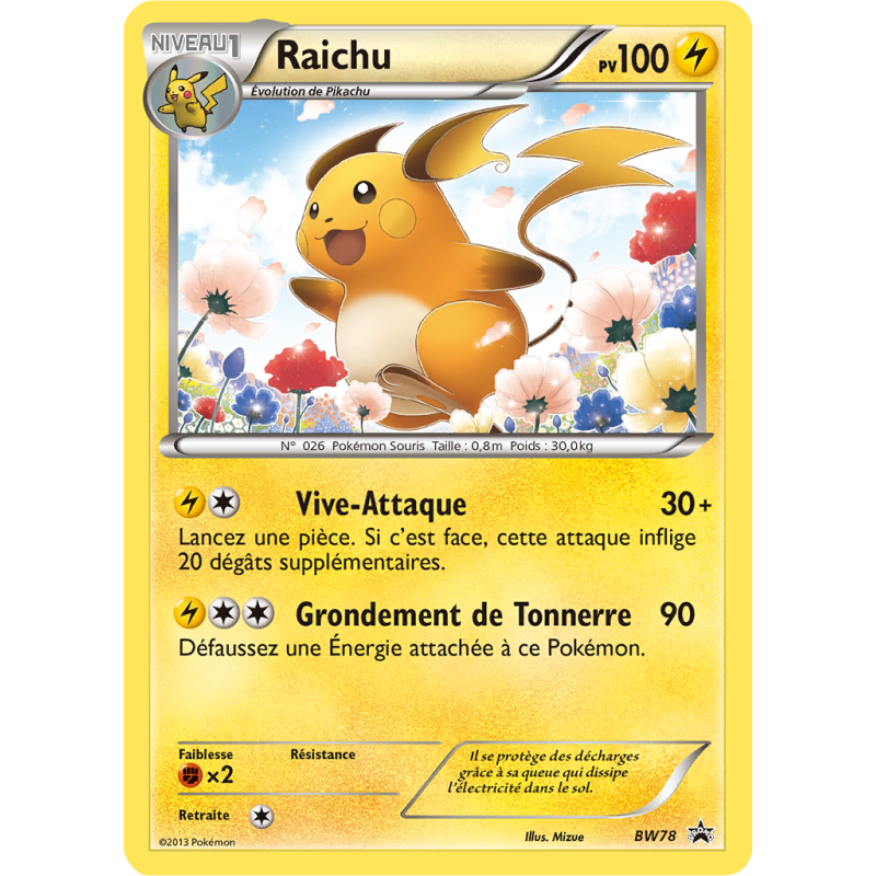 Carte Pokémon Raichu BW78 Promo BW