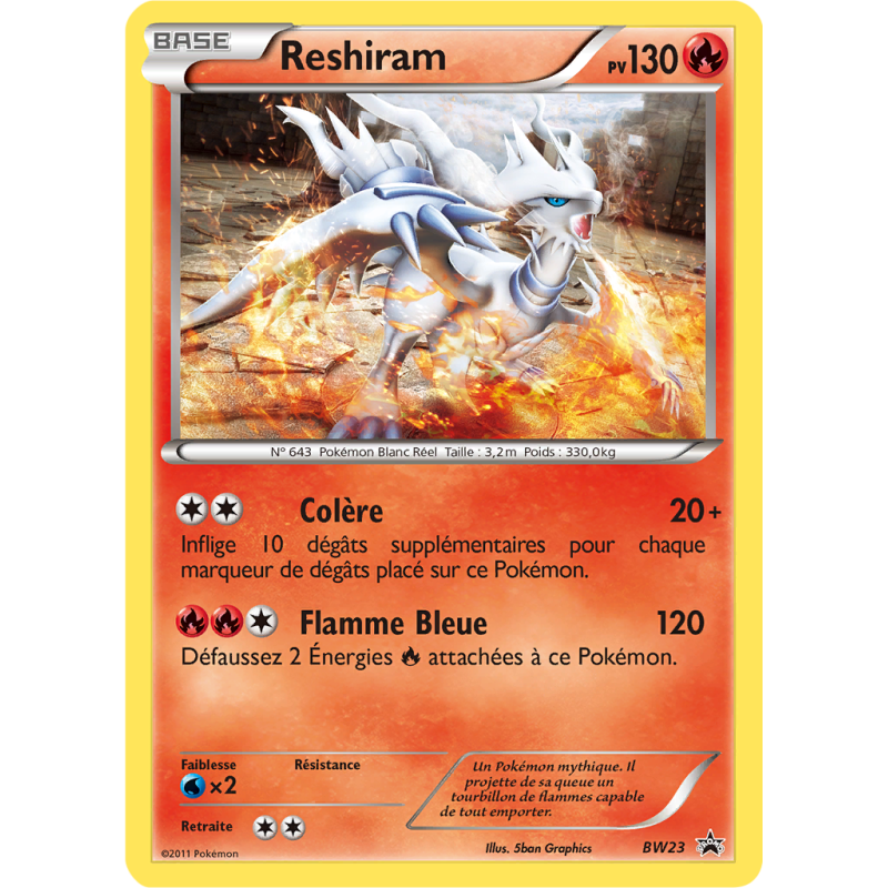 Carte Pokémon Reshiram BW23 Promo BW