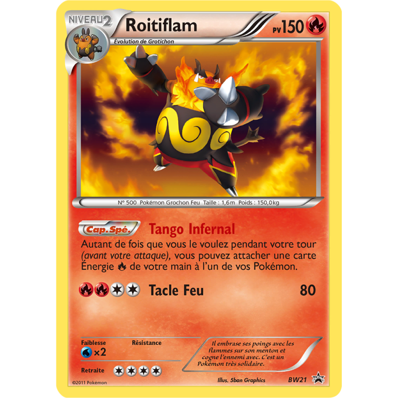 Carte Pokémon Roitiflam BW21 Promo BW