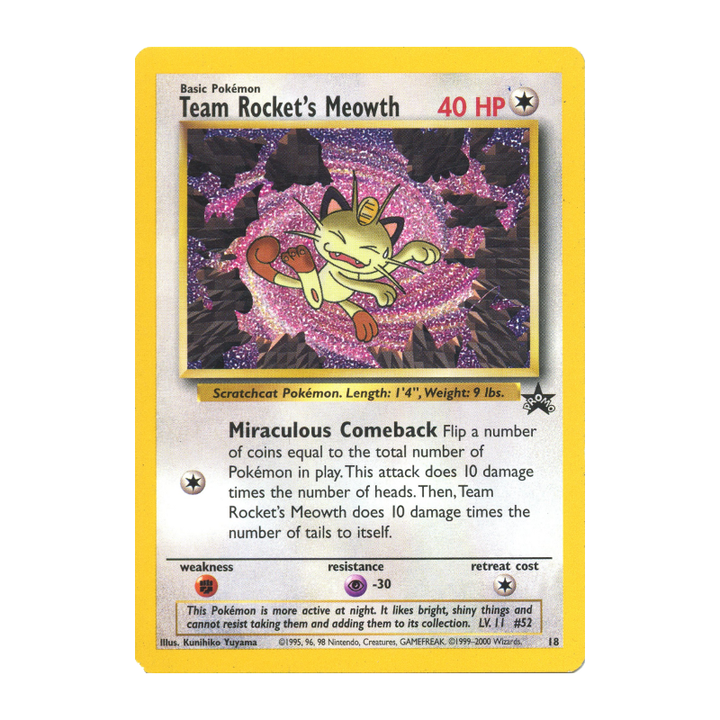 Carte Pokémon Team Rocket's Meowth 17/1 Promo Wizards