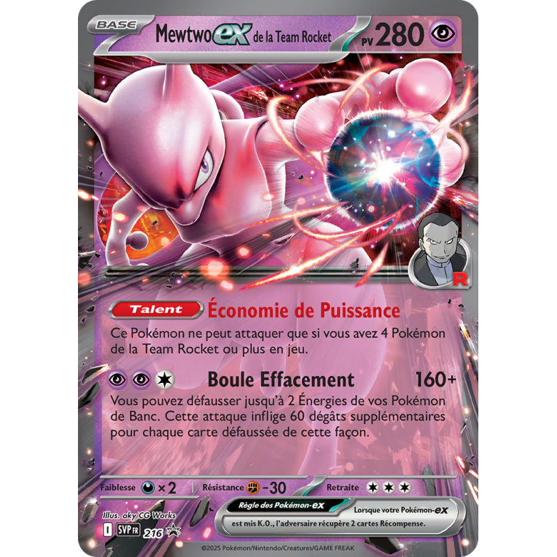 Carte Pokémon Mewtwo-ex de la Team Rocket 216 Promo SV