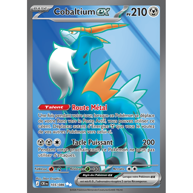 Carte Pokémon Cobaltium-ex 103/086 Ultra Rare Chaos Ascendant