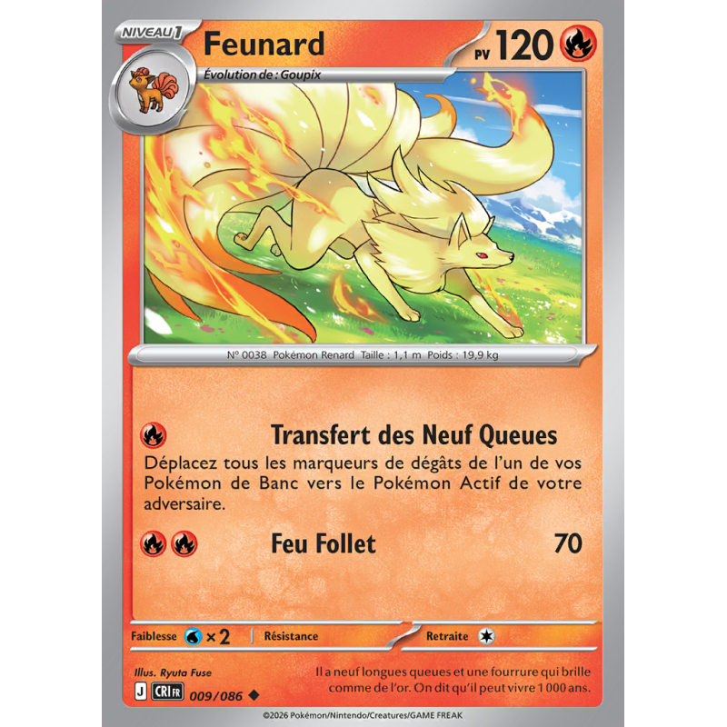 Carte Pokémon Feunard 009/086 Peu commune Chaos Ascendant