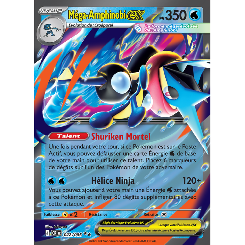 Carte Pokémon Méga-Amphinobi-ex 022/086 Double rare Chaos Ascendant