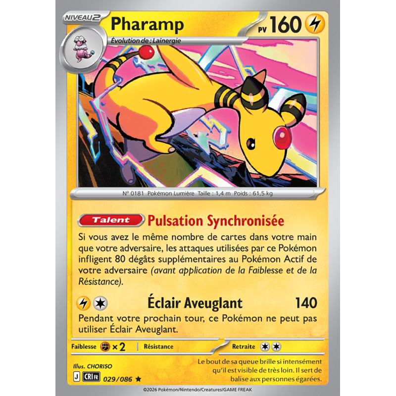 Carte Pokémon Pharamp 029/086 Holographique Chaos Ascendant