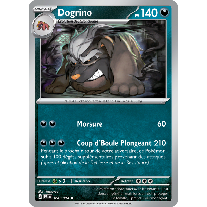 Carte Pokémon Dogrino 058/084 Commune Nuit Noire