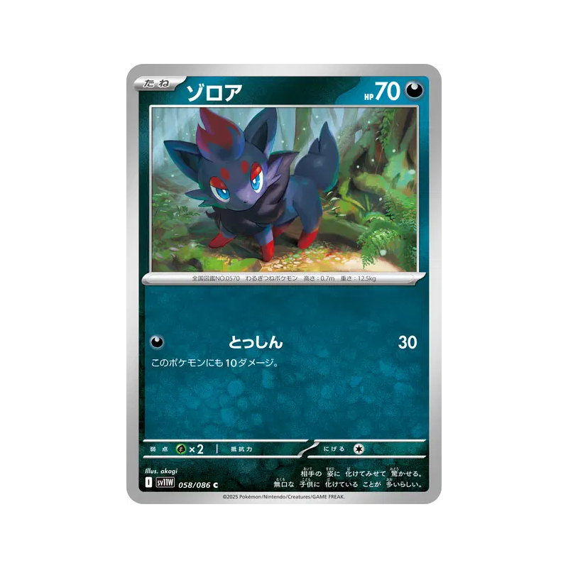 Carte Pokémon Japonaise Zorua 058/086 White Flare