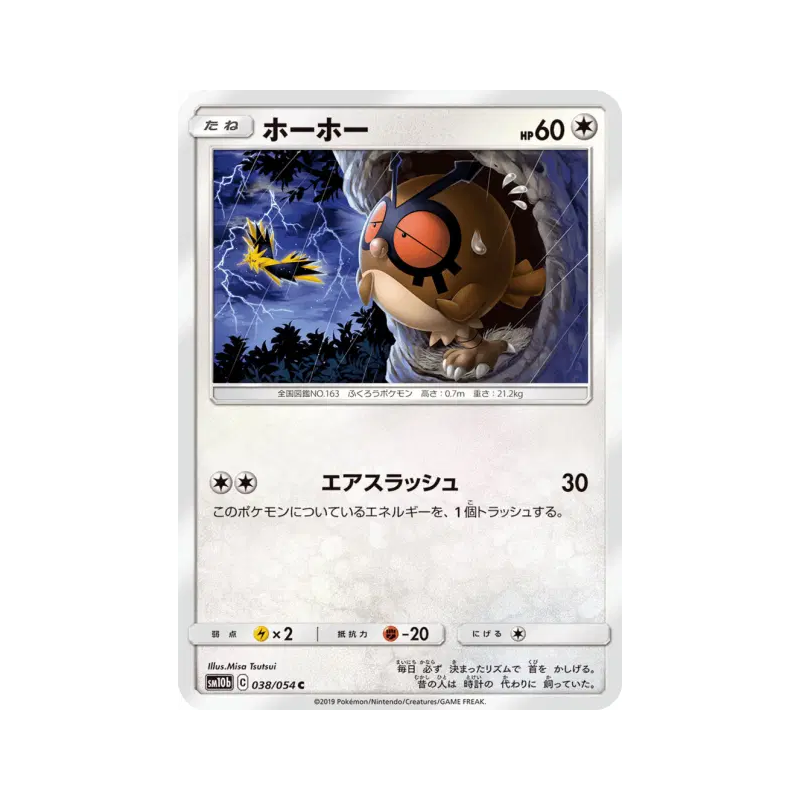 Carte Pokémon Japonaise Hoothoot 038/054 Sky Legend