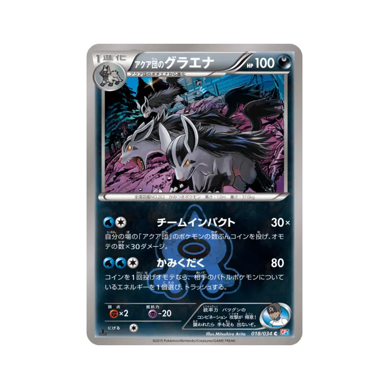 Carte Pokémon Japonaise Grahyena de Team Aqua 018/034 Magma Gang vs Aqua Gang: Double Crisis